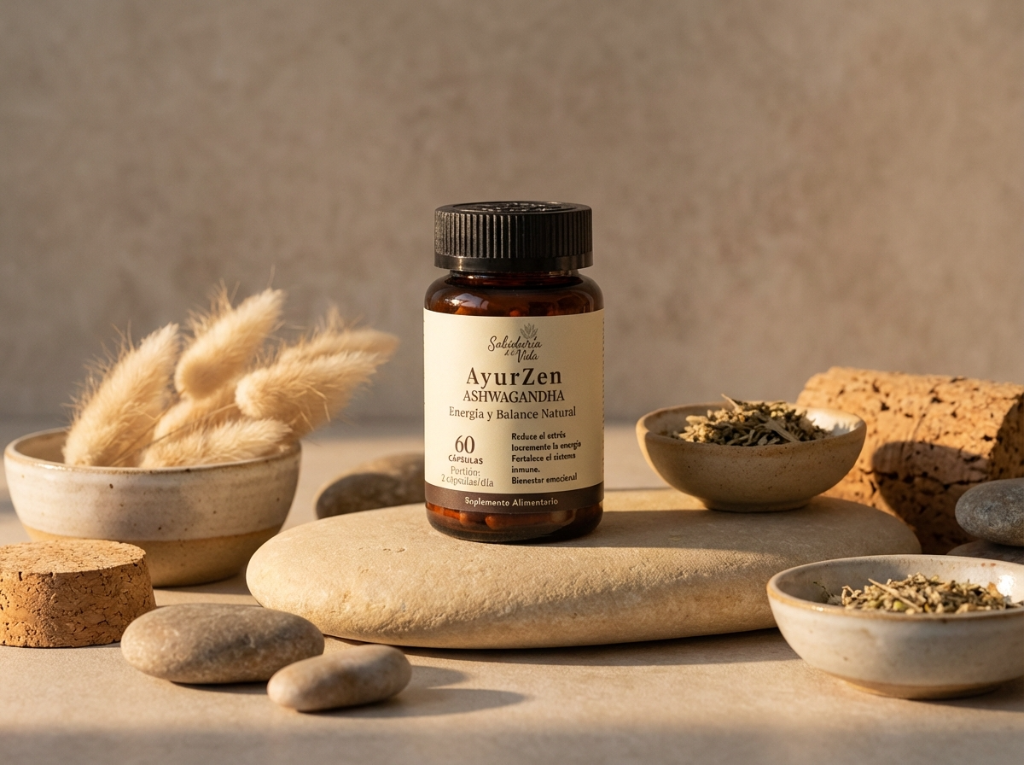 Ashwagandha AYURZEN - Suplemento Adaptógeno para el Estrés