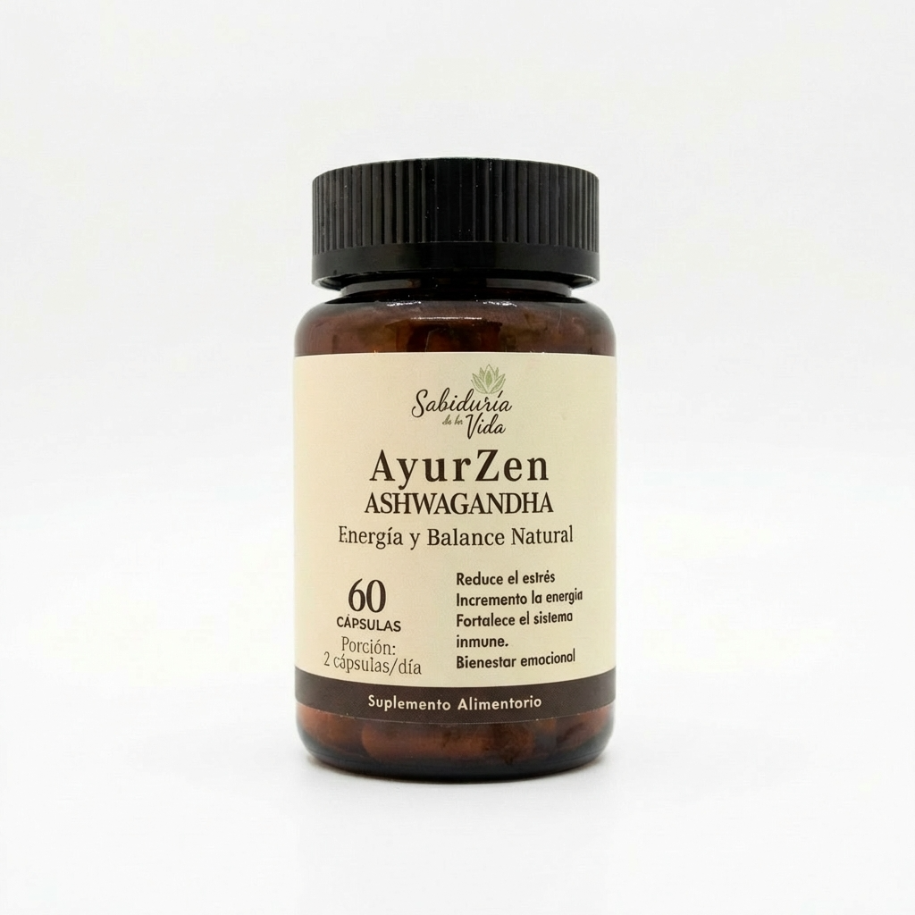 Suplemento Ashwagandha AYURZEN para el estrés y bienestar emocional